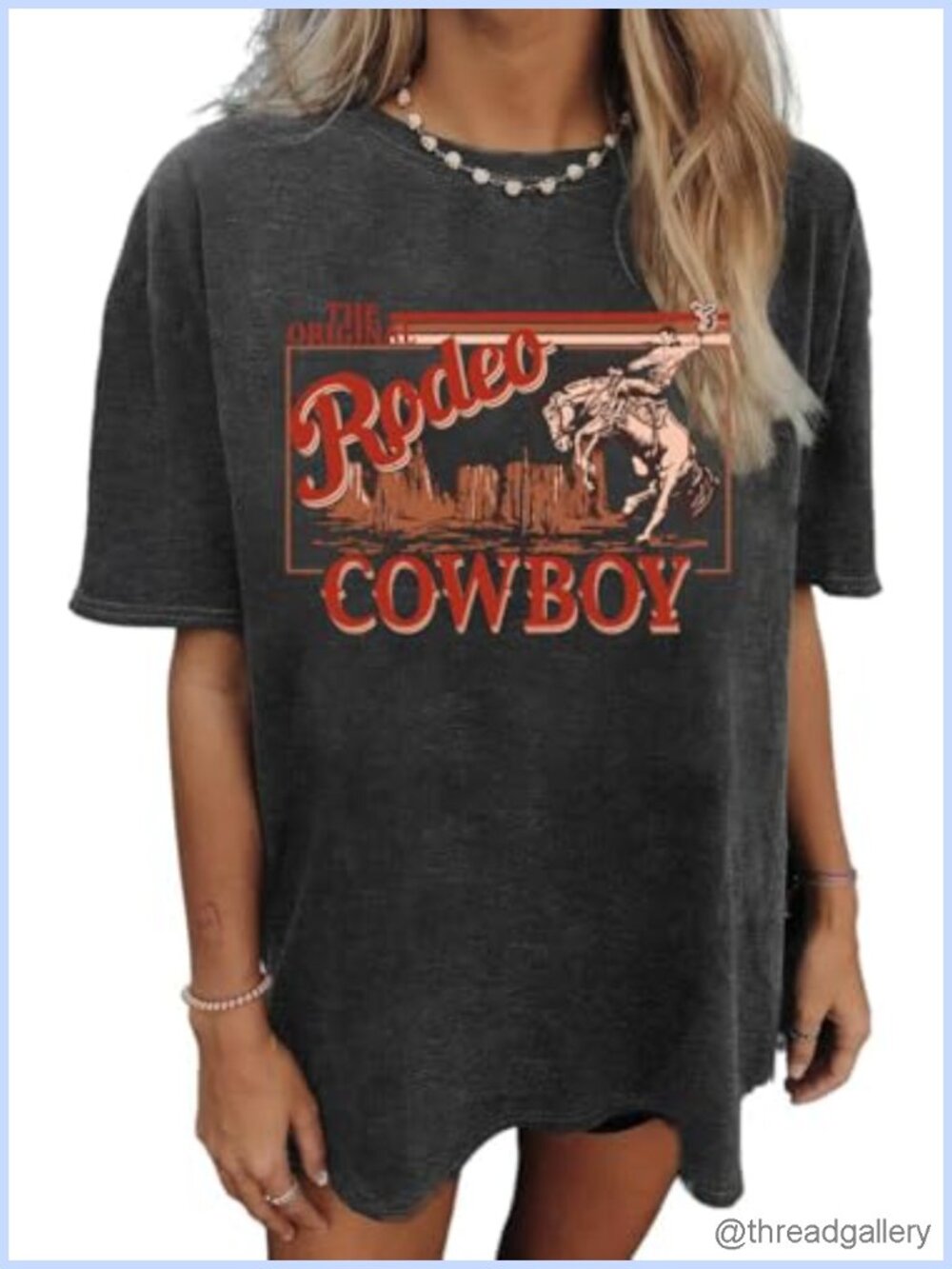 Western Rodeo Graphic Tee Women Oversized Cowgirl T-Shirt